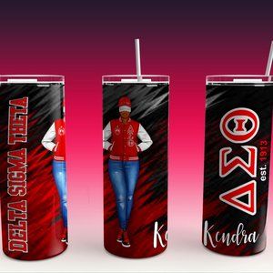 Delta Sigma Theta Personalized 20 oz Tumbler Letterman Jacket Design Gift